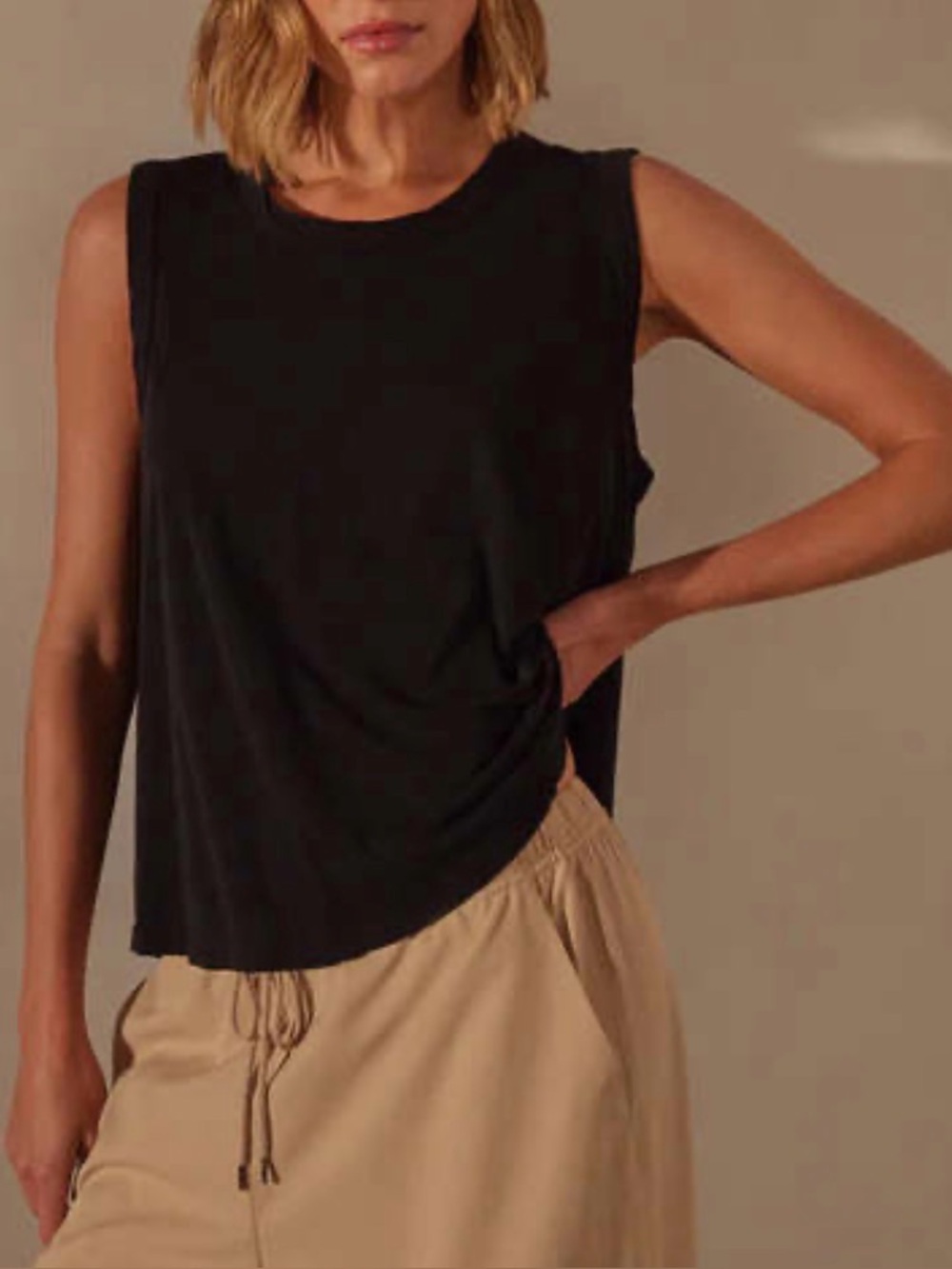 James Perse Fine Gauge A Line Tank - Black